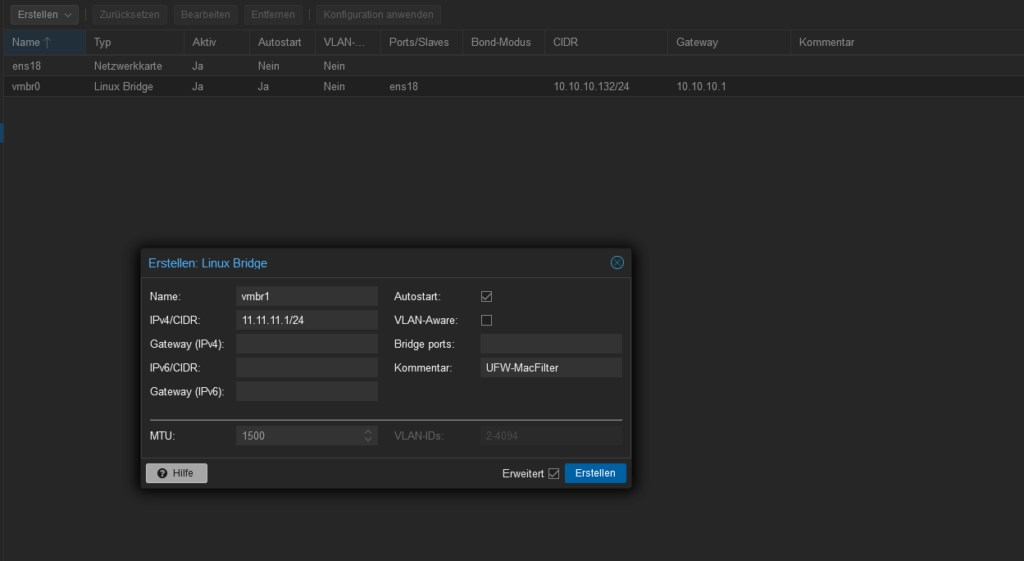 Proxmox Netzwerk
