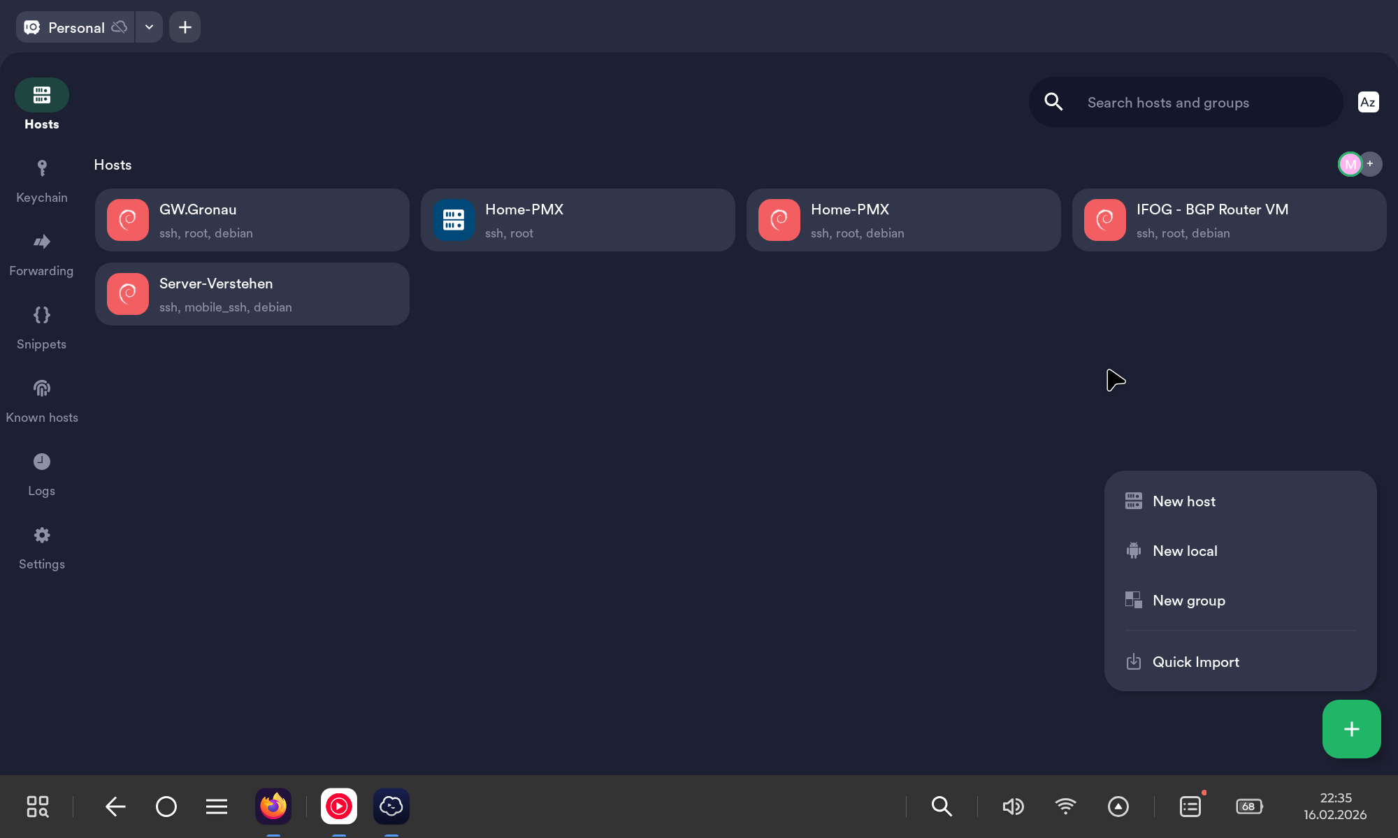 Hauptoberfläche des Tresors